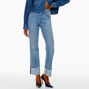 LTS LONG TALL SALLY STRAIGHT LEG HIGH RISE BUTTON FLY RAW HEM JEANS sz 14